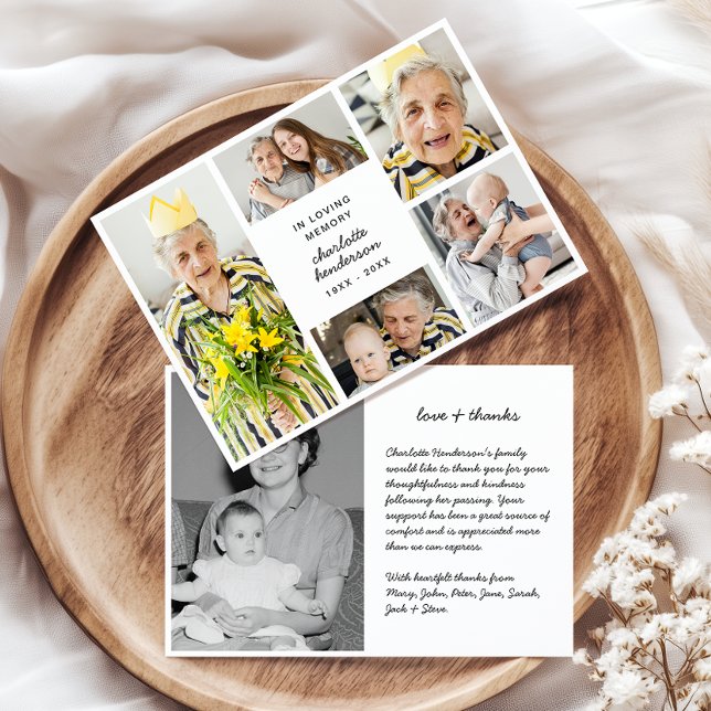 Cartão De Agradecimento Amor e Obrigados modernos 6- Foto Funeral/Simpatia (Criador carregado)