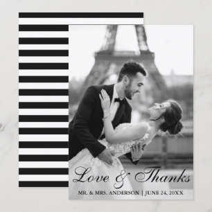 Cartão De Agradecimento Amor elegante e moderno da foto do casamento e