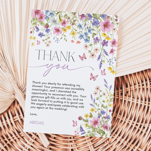 Cartão De Agradecimento Amor em Flor Chá de Noiva Borboleta (Love in Bloom Butterfly Bridal Shower Thank You Card)