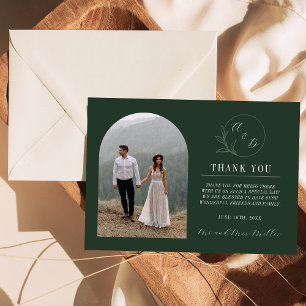 Cartão De Agradecimento Amor eterno Verde Profundo Casamento