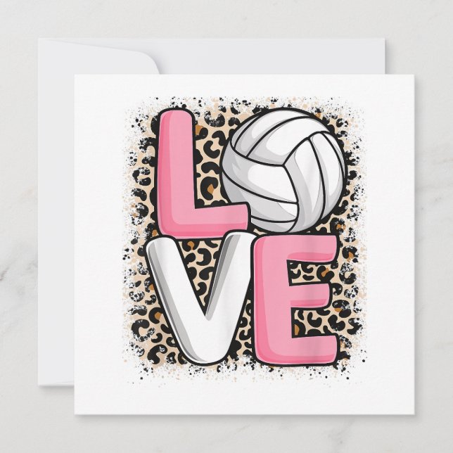 Cartão De Agradecimento Amor Leopardo-do-voleibol Mulheres Imprimidas Voll (Frente)