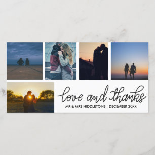 Cartão De Agradecimento Amor & obrigados que Wedding a colagem da foto do