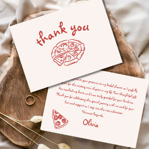Cartão De Agradecimento Amor & Pizza Italiano Desenho à Mão Vermelho Chá d