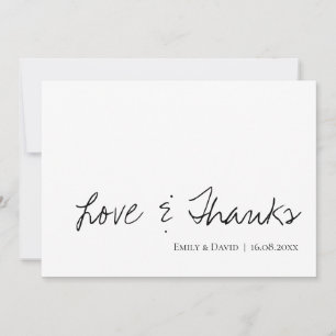 Cartão De Agradecimento Amor preto do roteiro elegante & branco elegante &