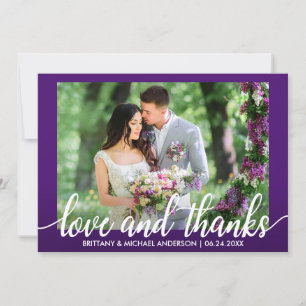 Cartão De Agradecimento Amor ultravioleta roxo e obrigados do casamento