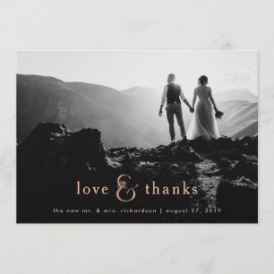 Cartão De Agradecimento Ampersand Dourado cor-de-rosa   do falso obrigado