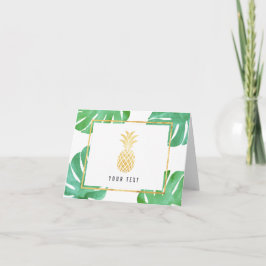 Cartão De Agradecimento Ananás tropical e folhas