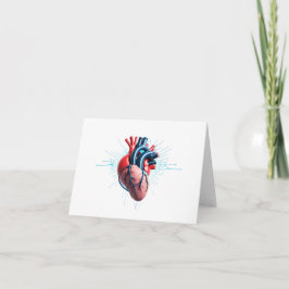 Cartão De Agradecimento Anatomical Heart with EKG – Medical Art Design