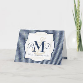 Cartão De Agradecimento Âncora Náutica Listras Diagonais de Barco Espiral 