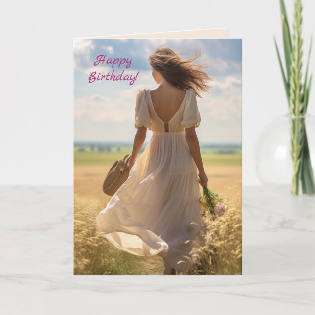 CARTÃO DE AGRADECIMENTO ANDA NO CAMPO FILHA DE ANIVERSÁRIO (Frente)