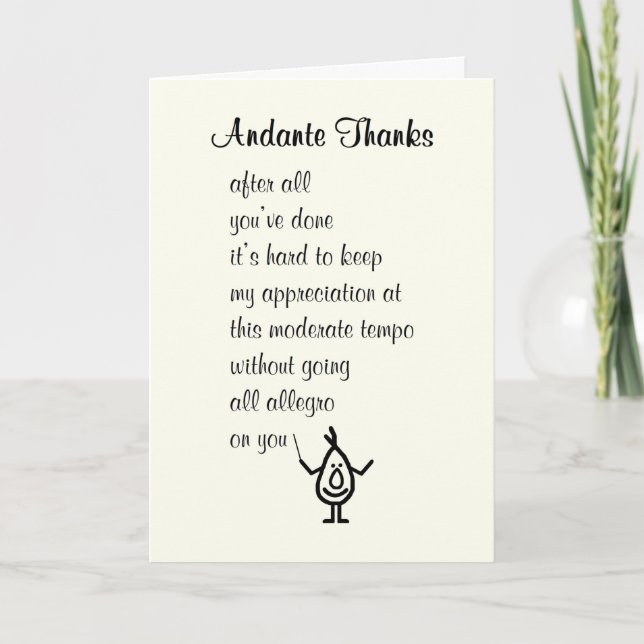 Cartão De Agradecimento Andante Obrigado Um Poema Engraçado. (Frente)