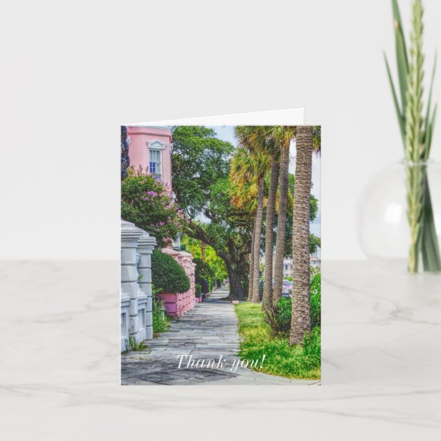 Cartão De Agradecimento Ande pelo Rainbow Row Obrigado (Frente)