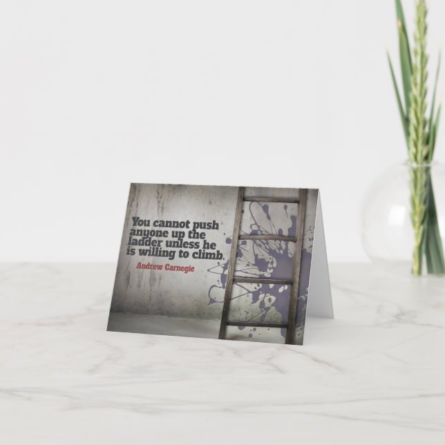 Cartão De Agradecimento Andrew Carnegie Inspirational Cote "Push Up" (Frente)