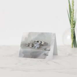 Cartão De Agradecimento Anéis de Casamento na Cinza Obrigado