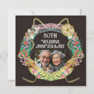 Cartão De Agradecimento Anel de flores japonês e asiático com Mizuhiki