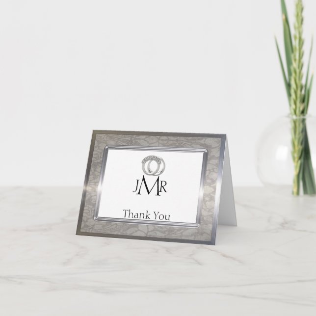 Cartão De Agradecimento Anel de Platina 20º Aniversário Obrigado (Frente)