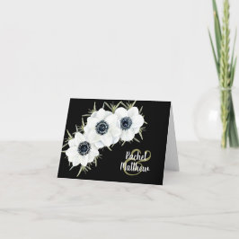 Cartão De Agradecimento Anemone Floral Watercolor Casamento Obrigado