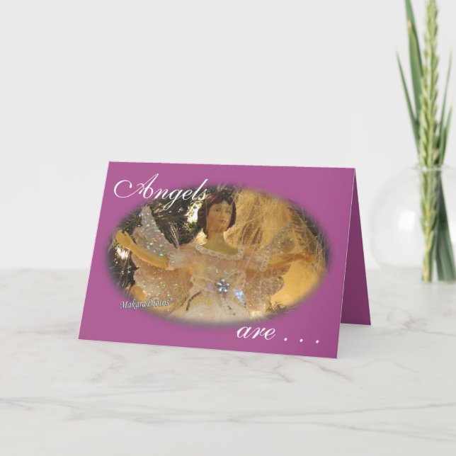 Cartão De Agradecimento Angel oval em Púrpura personalização (Frente)
