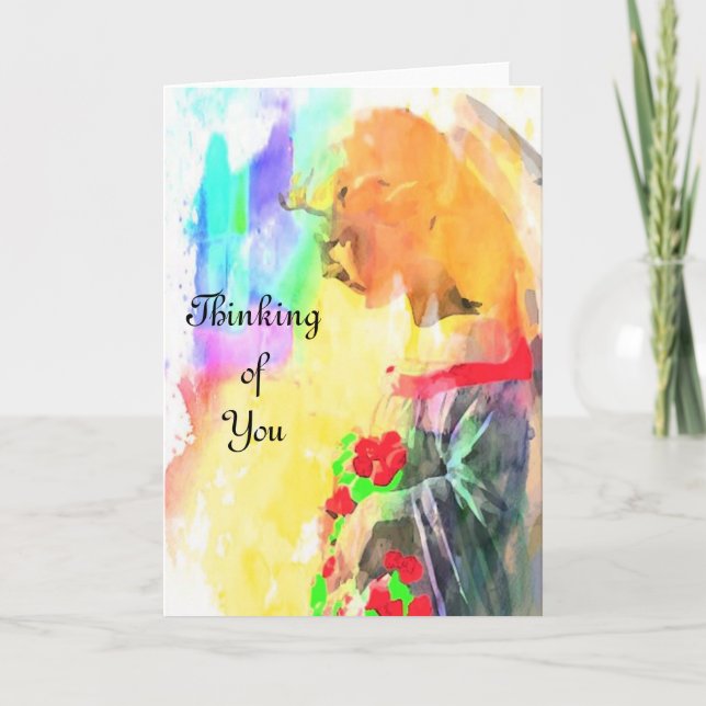 Cartão De Agradecimento Angel Serene Greeting Card Thinking of You (Frente)