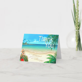 Cartão De Agradecimento Angie & Barry Exotic Beach Obrigado ::custom::
