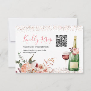 Cartão De Agradecimento Anima-se a amar o Chá de panela rosa QR Rsvp Card