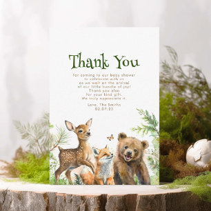 Cartão De Agradecimento Animais Da Floresta Chá de fraldas Bonito Obrigado