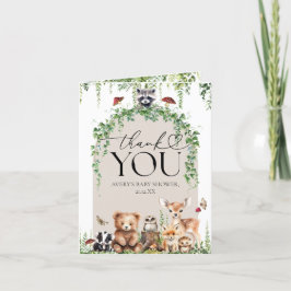 Cartão De Agradecimento Animais da Floresta, Chá de fraldas de Cogumelo