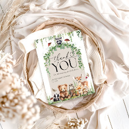 Cartão De Agradecimento Animais da Floresta, Chá de fraldas de Cogumelo