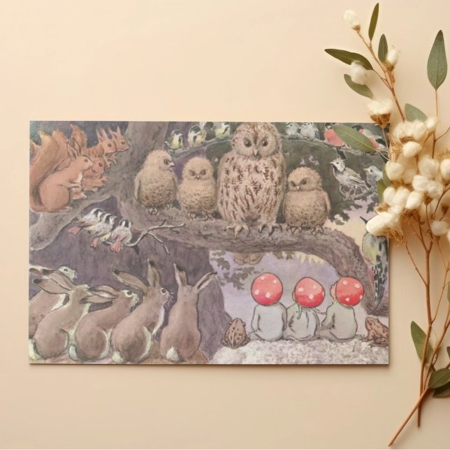 Cartão De Agradecimento Animais da Floresta e Crianças Elsa Beskow (Criador carregado)