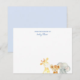 Cartão De Agradecimento Animais de Aquarela Cuta do berçário de Flat