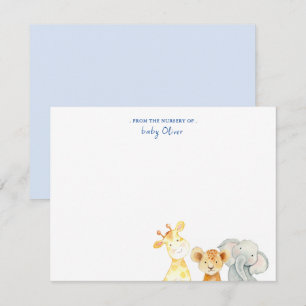 Cartão De Agradecimento Animais de Aquarela Cuta do berçário de Flat