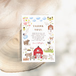 Cartão De Agradecimento Animais de Criação Festa de aniversário de Barnyar<br><div class="desc">Um obrigado que você faz para combinar com a nossa coleção de Festas de aniversário de Barnyard de Animais de Fazenda. Este design apresenta um cheio de imagens charmosas de animais fazendas. Há dois porcos pequenos, uma família de patos, vacas, coelhos coelhos coelhos, um cavalo e um burro, cabras, algumas...</div>