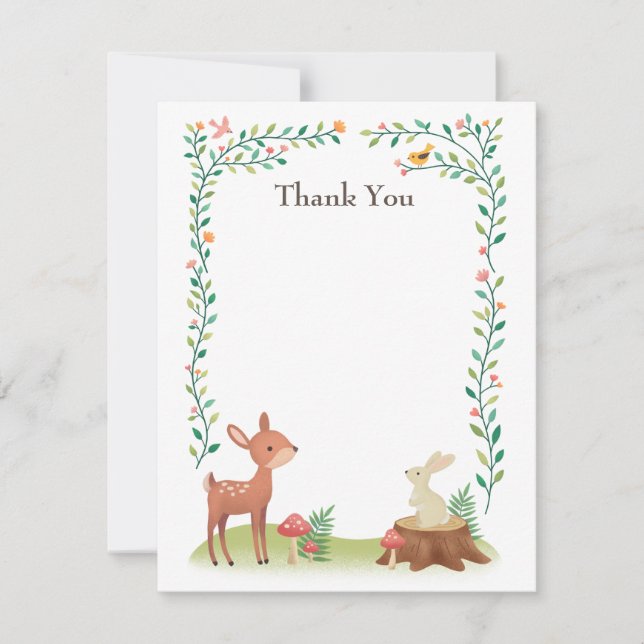 Cartão De Agradecimento Animais De Floresta Whimsical (Frente)