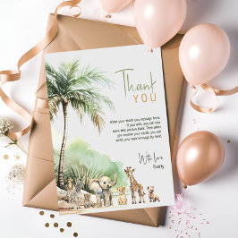 Cartão De Agradecimento Animais de Safari na Selva Vertical Bday Crianças