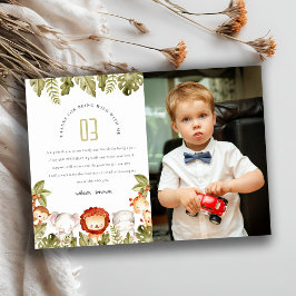 Cartão De Agradecimento Animais de Safari Tropical Selvagem Festa de Anive