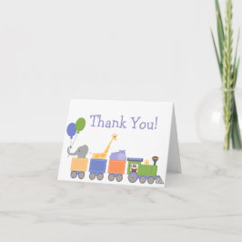 Cartão De Agradecimento Animais Em Um Aniversário De Comboio Obrigado Cart