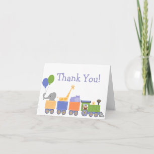 Cartão De Agradecimento Animais Em Um Aniversário De Comboio Obrigado Cart
