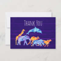 Animais Selvagens na Abstrato púrpura Obrigado