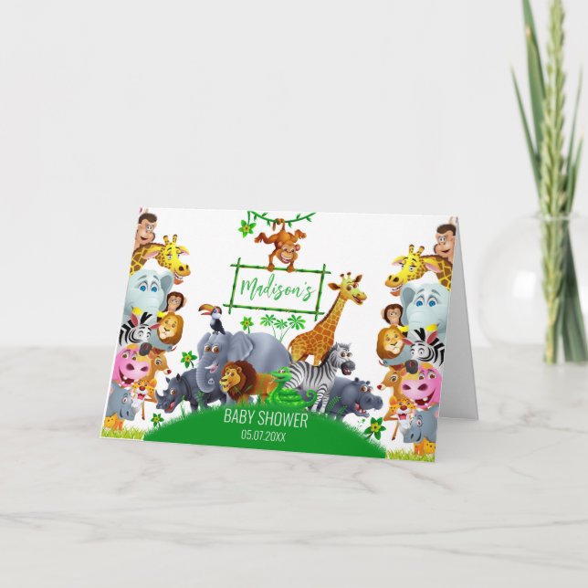 Cartão De Agradecimento Animais Selvagens Uma Selva verde safari inverno (Frente)