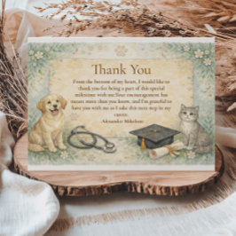 Cartão De Agradecimento Animal Care White Coat Graduation