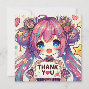 Cartão De Agradecimento Anime Girl