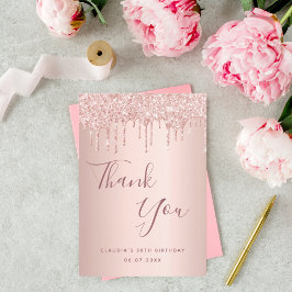 Cartão De Agradecimento Aniversário 50 gotas de ouro-rosa