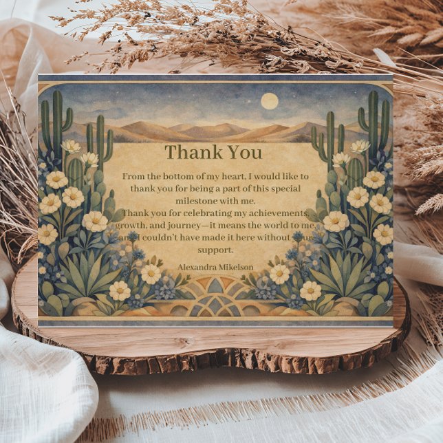 Cartão De Agradecimento Aniversário Boho Deserto Cactus (Criador carregado)
