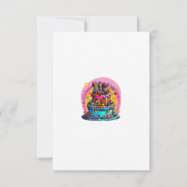 Cartão De Agradecimento Aniversário, bolo de aniversário feliz, colorido