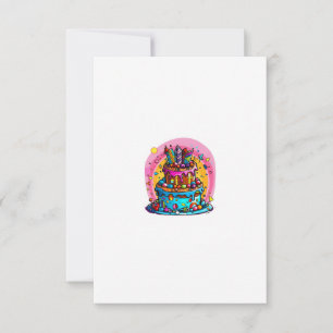 Cartão De Agradecimento Aniversário, bolo de aniversário feliz, colorido