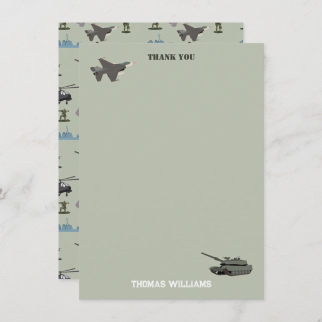 Cartão De Agradecimento Aniversário Camuflagem Verde Exército Camo Militar (Frente/Verso)