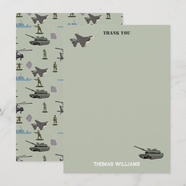 Cartão De Agradecimento Aniversário Camuflagem Verde Exército Militar Camo (Frente/Verso)