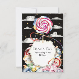Cartão De Agradecimento Aniversário Caprichoso Candyland