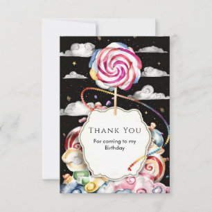 Cartão De Agradecimento Aniversário Caprichoso Candyland