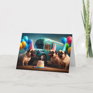 Cartão De Agradecimento Aniversário Cheio de Balões Deseja Seu Pug